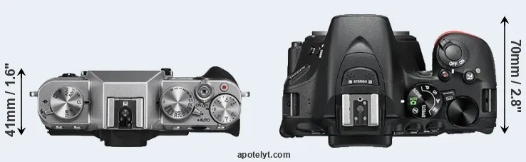 Compare X-T10 versus D5500 top