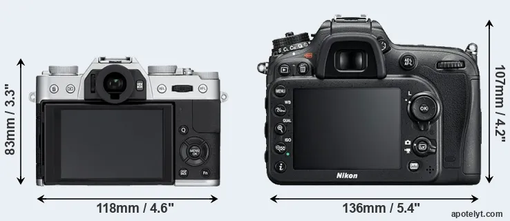 Comparison X-T10 or D7200 rear