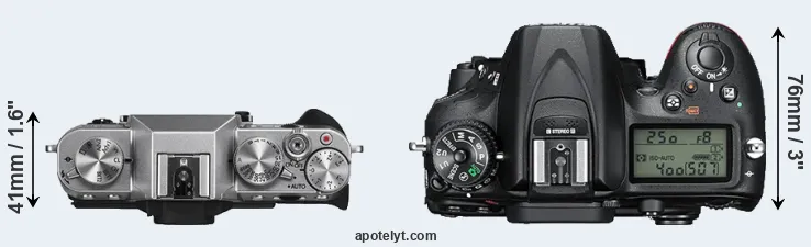 Compare X-T10 versus D7200 top