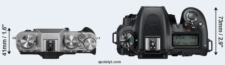 Compare X-T10 versus D7500 top