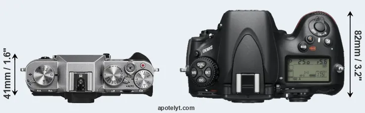 Compare X-T10 versus D800 top