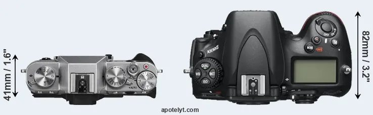 Compare X-T10 versus D800E top