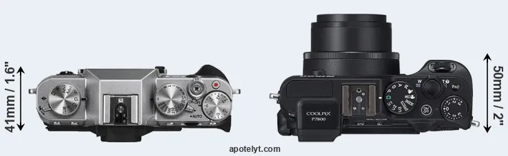 Compare X-T10 versus P7800 top