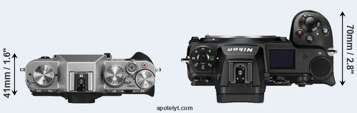 Compare X-T10 versus Z6 II top