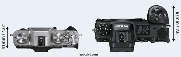 Compare X-T10 versus Z6 top