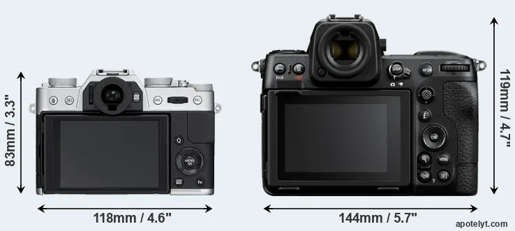Comparison X-T10 or Z8 rear