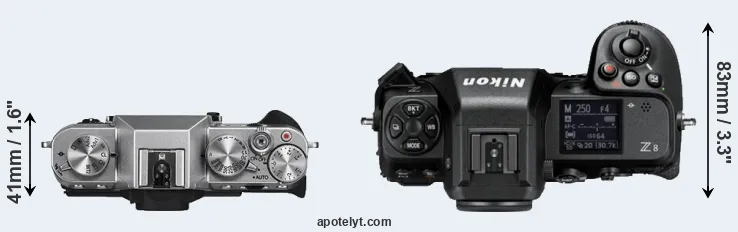 Compare X-T10 versus Z8 top
