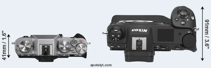 Compare X-T10 versus Z9 top