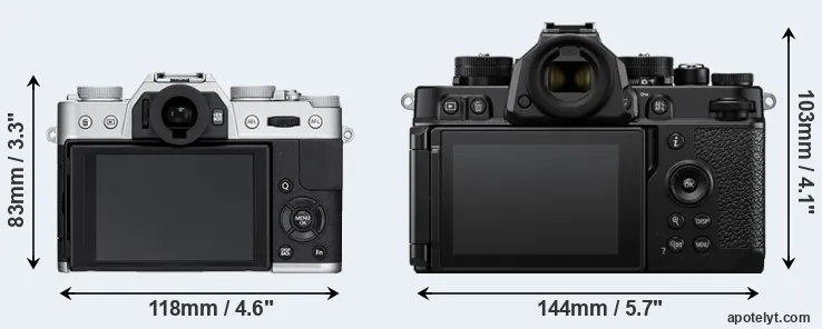 Comparison X-T10 or Zf rear