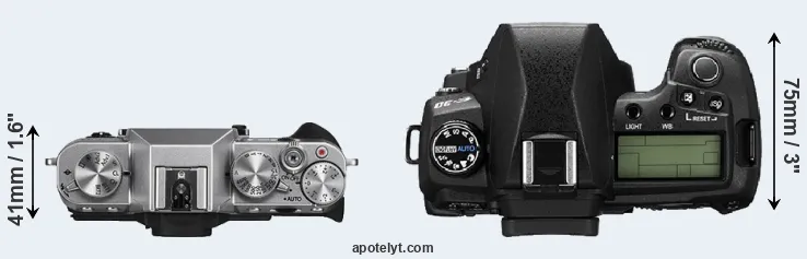 Compare X-T10 versus E-30 top