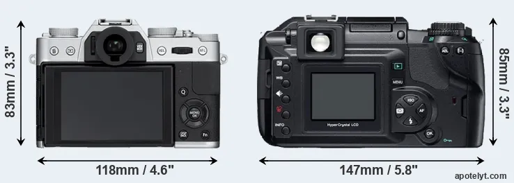 Comparison X-T10 or E-300 rear