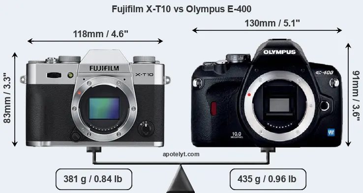 Size Fujifilm X-T10 vs Olympus E-400