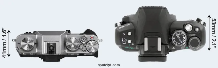Compare X-T10 versus E-400 top