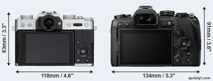 Comparison X-T10 or E-M1 III rear