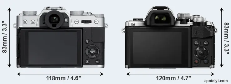 Comparison X-T10 or E-M10 II rear
