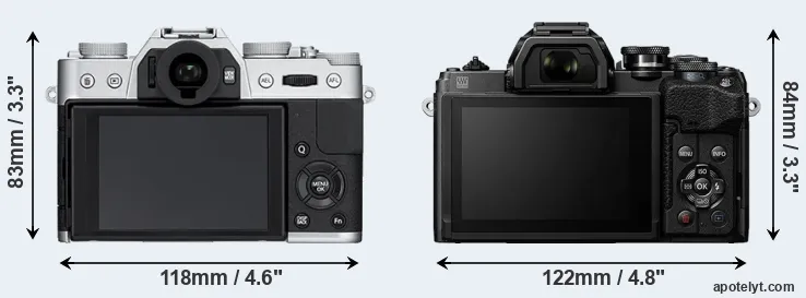 Comparison X-T10 or E-M10 IV rear