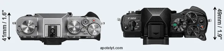 Compare X-T10 versus E-M10 IV top