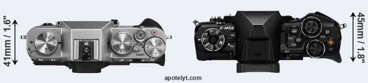 Compare X-T10 versus E-M5 II top