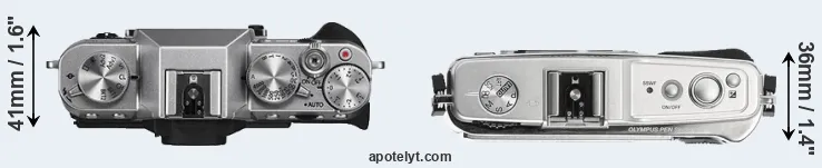 Compare X-T10 versus E-P1 top