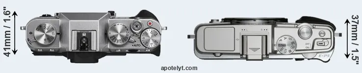 Compare X-T10 versus E-P5 top