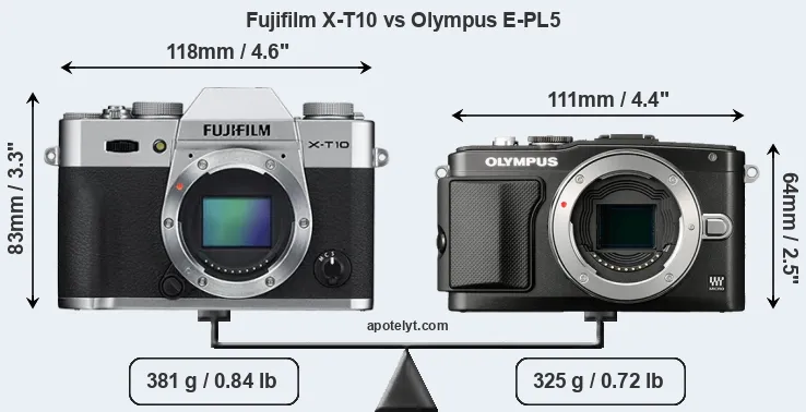 Size Fujifilm X-T10 vs Olympus E-PL5
