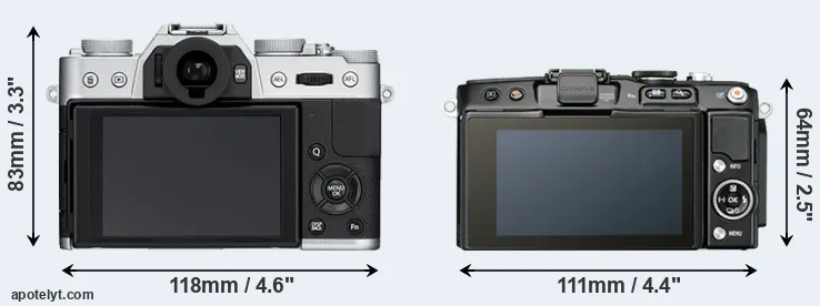 Comparison X-T10 or E-PL5 rear