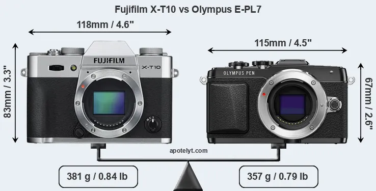 Size Fujifilm X-T10 vs Olympus E-PL7