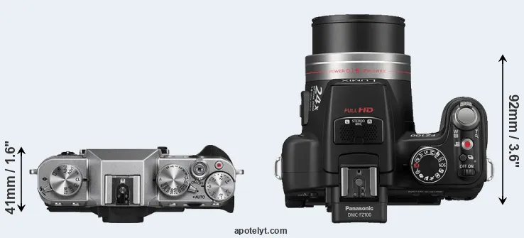 Compare X-T10 versus FZ100 top