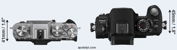 Compare X-T10 versus G1 top