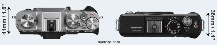 Compare X-T10 versus GF1 top