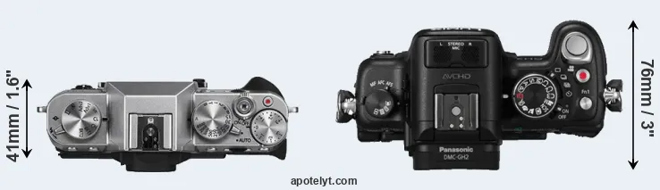 Compare X-T10 versus GH2 top