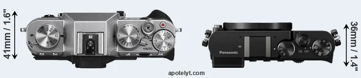 Compare X-T10 versus GM5 top