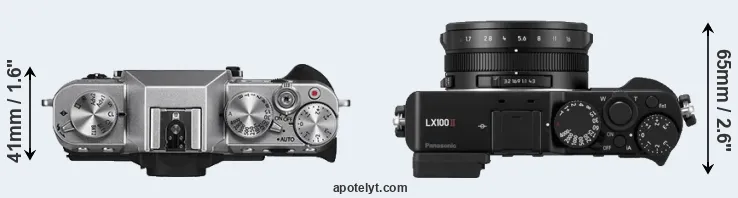 Compare X-T10 versus LX100 II top