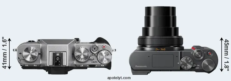 Compare X-T10 versus ZS200 top