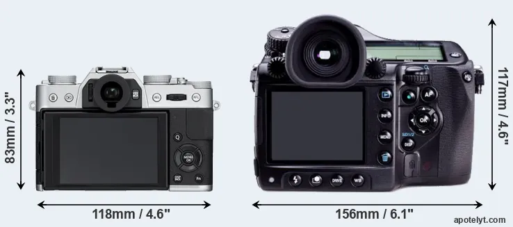 Comparison X-T10 or 645D rear