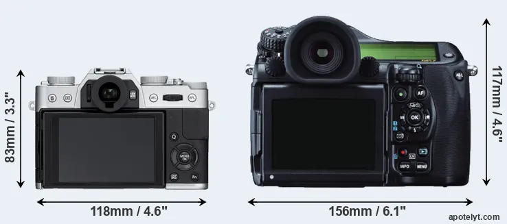 Comparison X-T10 or 645Z rear