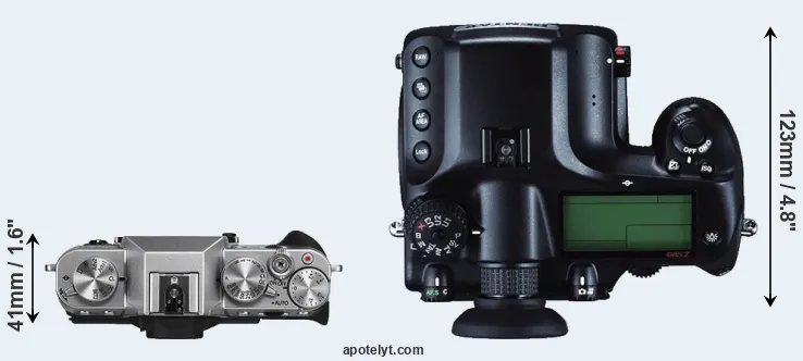 Compare X-T10 versus 645Z top
