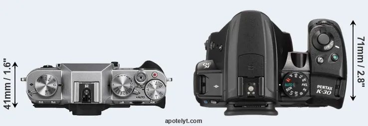 Compare X-T10 versus K-30 top