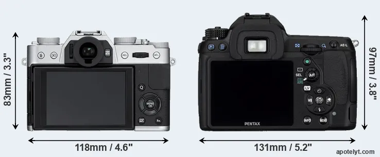 Comparison X-T10 or K-5 rear