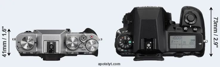Compare X-T10 versus K-5 top