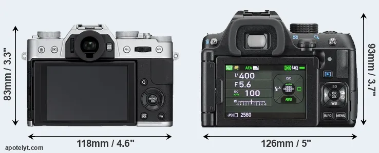 Comparison X-T10 or K-70 rear