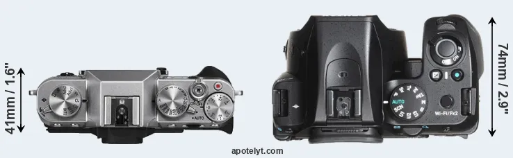 Compare X-T10 versus K-70 top