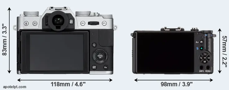 Comparison X-T10 or Pentax Q rear