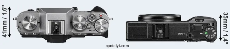 Compare X-T10 versus GR II top