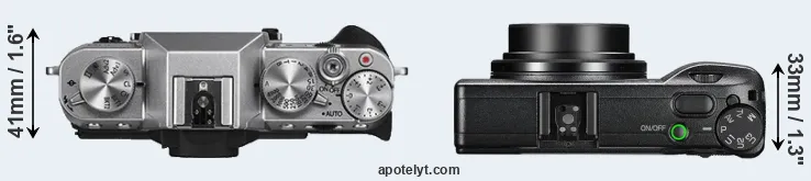 Compare X-T10 versus GR III top