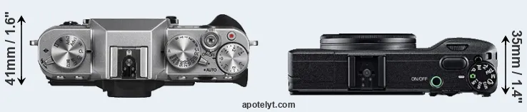 Compare X-T10 versus GR top