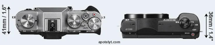 Compare X-T10 versus A5100 top