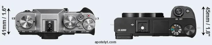 Compare X-T10 versus A6000 top