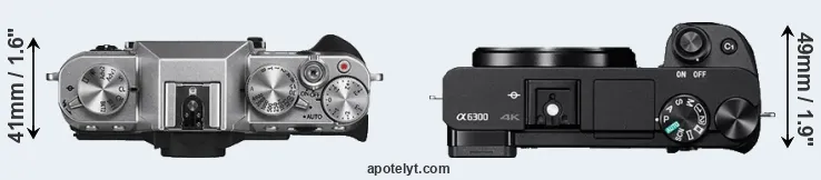 Compare X-T10 versus A6300 top