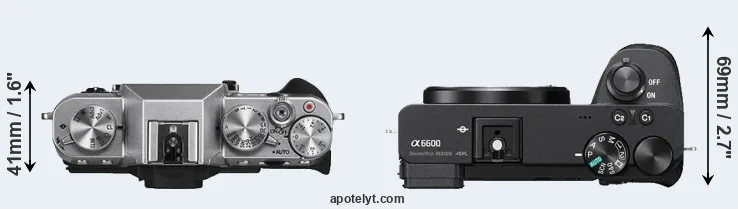 Compare X-T10 versus A6600 top